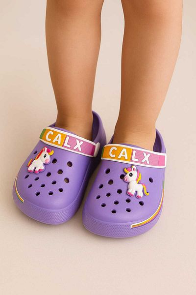 gigigiyim Unicorn Detailed Girls' Sandals-Slippers Purple