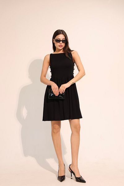 AURRARİ Black Button Detailed Dress
