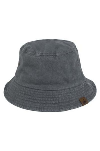 OEM Bucket Hat in Gray Cotton with Brown Patch for Men