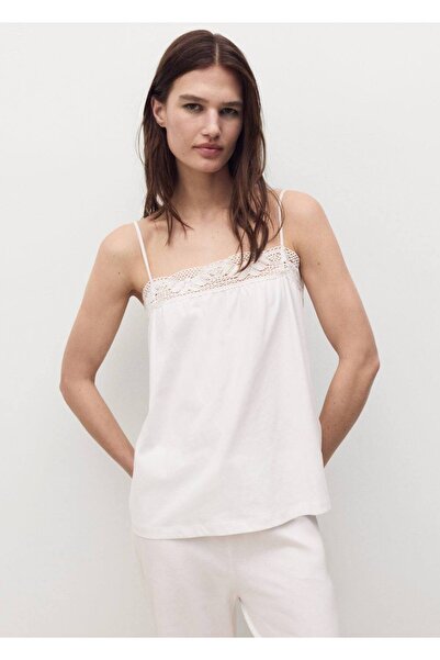 MANGO Woman Dantel askılı pamuklu top