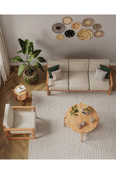 Quppa Home dan İskandinav Tarzı Masif Ahşap Orta Sehpa 80x80