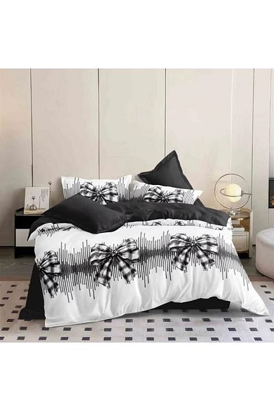 Five Store Double bed linen with elastic cover, Ribon, mercerized cotton, multicolor, 4 pieces