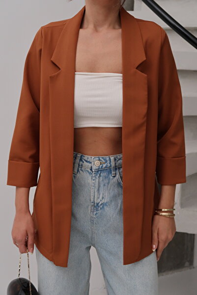 Paw Garage Kadın Atlas Kumaş Astarsız Blazer Ceket, Premium Kalite