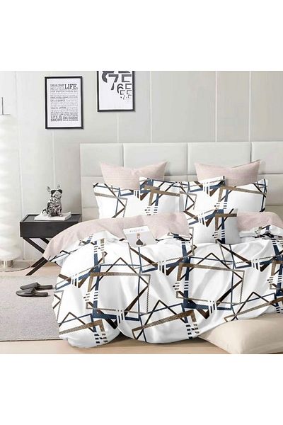 Five Store Double bed linen with elastic cover, Solveig, mercerized cotton, multicolor, 4 pieces