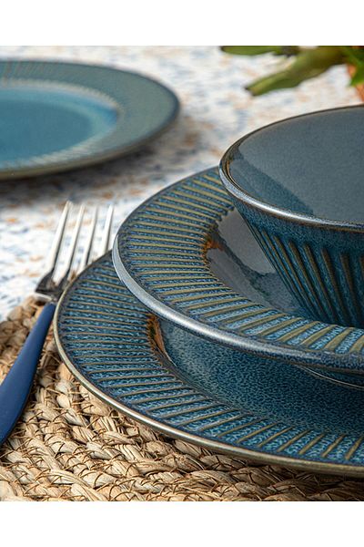 English Home Dentro Ceramic Cake Plate 21 cm Navy Blue