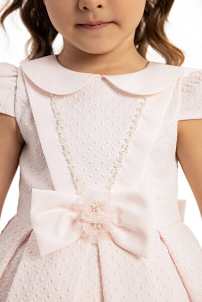Pamina Elegant Two-Piece Set - Jacquard Dress for Little Girl with Matching Hair Accessory