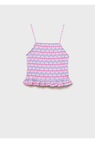 MANGO Kids Patterned Drawstring Blouse