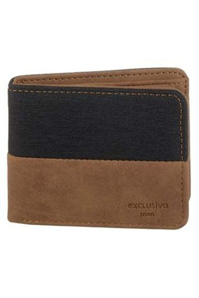 OEM Portofel maro taupe pentru bărbați 11 x 9 cm