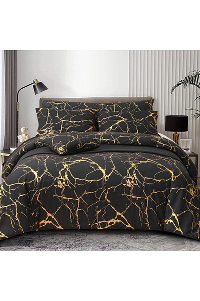 Five Store Double bed linen with elastic cover, Torvald, mercerized cotton, multicolor, 4 pieces