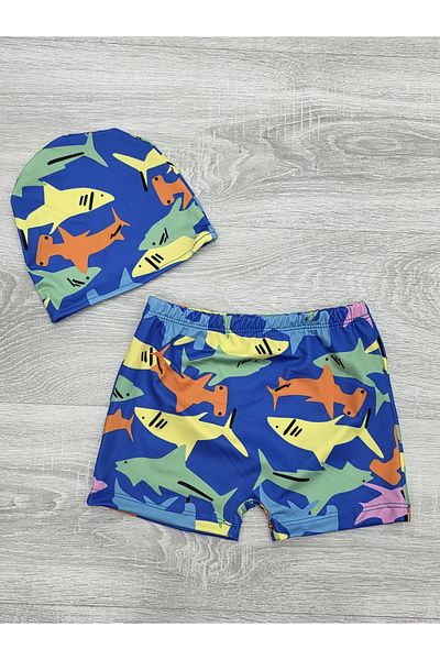 MODANINO Set de costume de baie pentru băieți cu carouri și pantaloni scurți 12256
