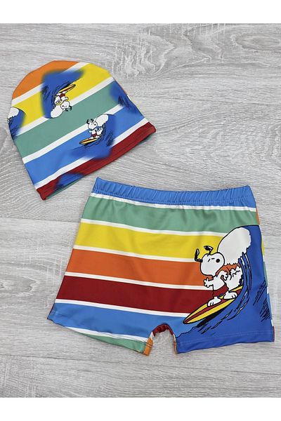 MODANINO Set de costume de baie pentru băieți cu carouri și pantaloni scurți 12256