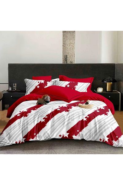 Five Store Double bed linen with elastic cover, Lombok, mercerized cotton, multicolor, 4 pieces