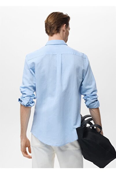 MANGO Man Cepli keten gömlek