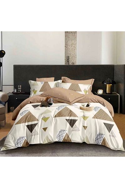 Five Store Single bed linen with elastic cover, Keldur, mercerized cotton, multicolor, 3 pieces