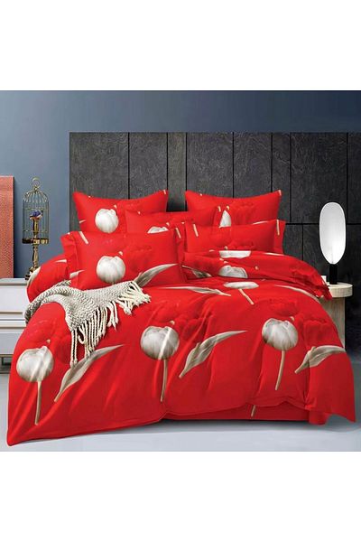 Five Store Double bed linen with elastic cover, Tulbid, mercerized cotton, multicolor, 4 pieces