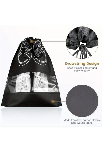 GlassySKY Travel for Shoes - Storage Bag - Bag - Dustproof 5 Pack - (27X36Cm)-Black