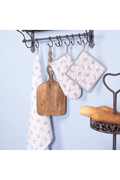 Clayre & Eef Support for hot dishes made of cotton white gray 20 cm x 20 cm