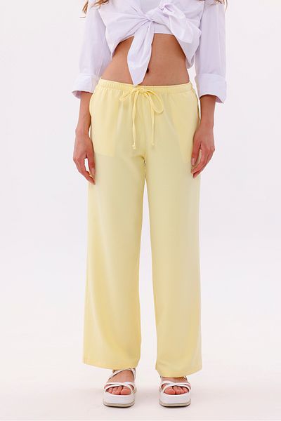 GENIUS STORE Pantaloni de damă Pantaloni de bumbac viscoză cu buzunare cu picioare largi cu talie elastică GENİŞPAÇA-PANTOLON