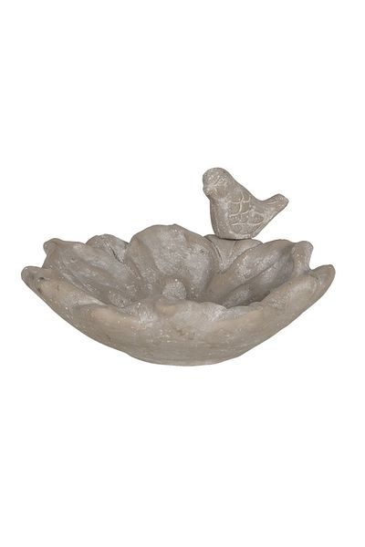 Clayre & Eef Bird Feeding Bowl in Grey Ceramic 20 cm x 19 cm x 9 h