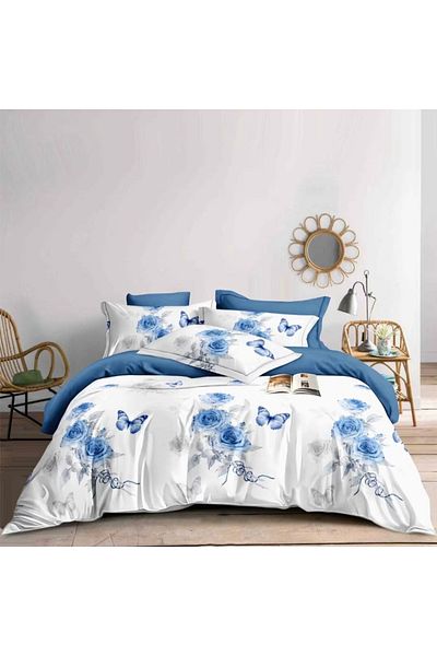 Five Store Single bed linen with elastic cover, Hirado, mercerized cotton, multicolor, 4 pieces
