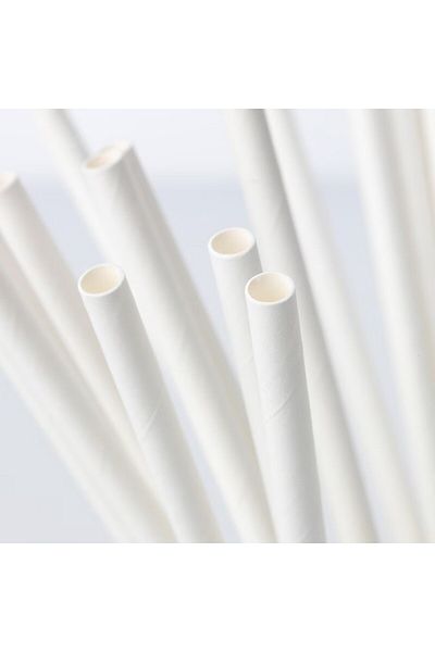 FONIX Set 100 Straws, Paper, 20 cm, Simple Model, White