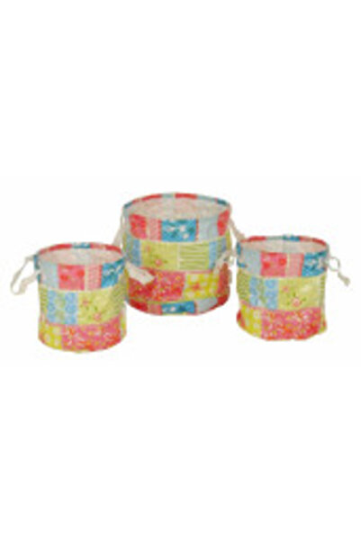 Bizzotto Set 3 Storage Baskets Textile Spring Ø 40 cm x 40 h