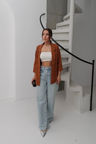 Paw Garage Kadın Atlas Kumaş Astarsız Blazer Ceket, Premium Kalite