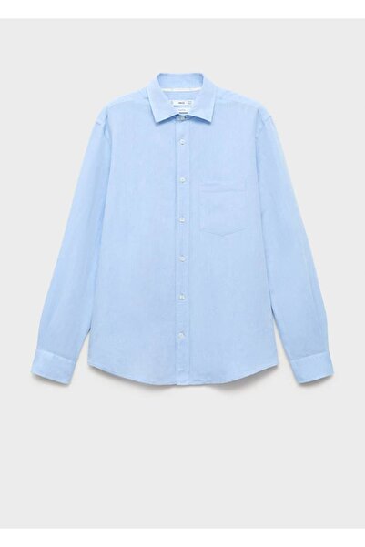 MANGO Man Cepli keten gömlek