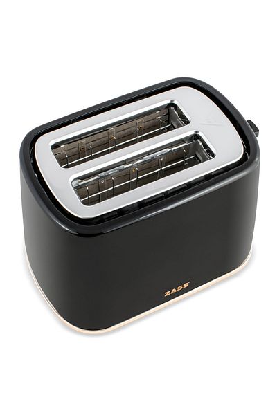 Zass Rose Gold ZST 20 Toaster, 780-930W, 2 Slices, 7 Browning Levels, Removable Crumb Tray, Black
