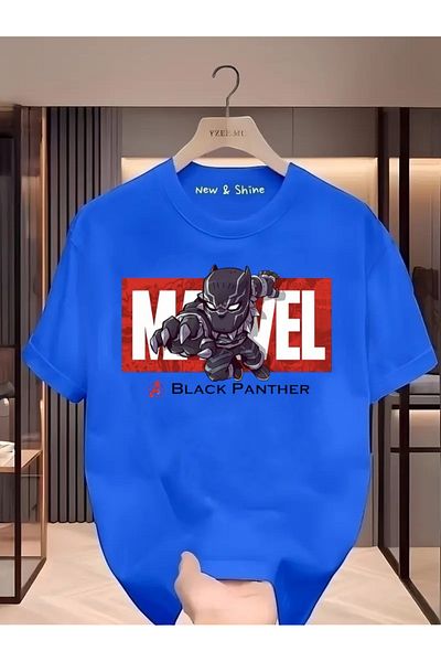 New Shine Μπλουζάκι Super Hero Black Panther με στάμπα Oversize