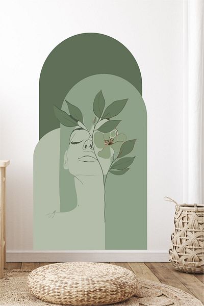 Piksel Grafik Bohemian Blocks Women Wall Decor Sticker, Wall Covering