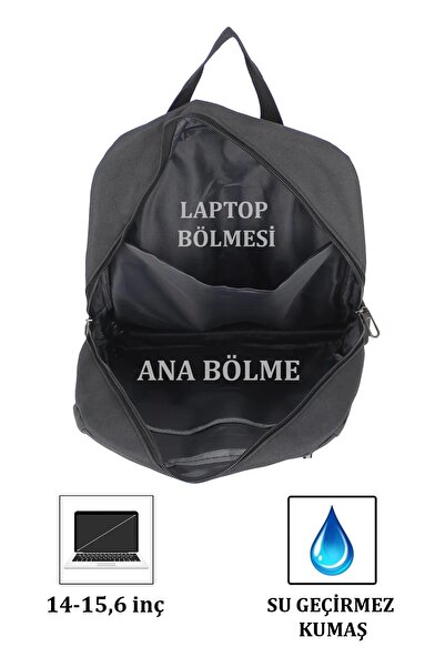 TB Terzi Bey Gray Shock Absorbing Protected Imported Backpack with USB Apparatus 14-15.6 Inch Laptop Compartment