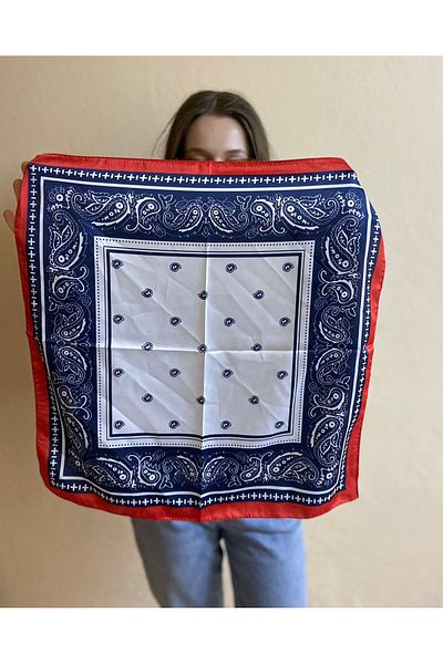 sema aksesuar Navy Blue White Ethnic Patterned Bandana - Scarf - Gift