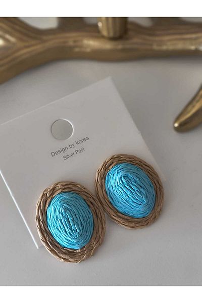 Trend Republic Wicker Handmade Colorful Earrings Pink Blue Green