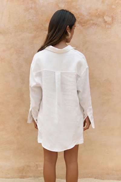 BOHEMAİ Gaelil Oversize White Linen Shirt Shorts Set