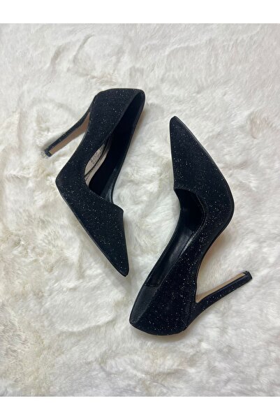 FLORİN SİYAH SİMLİ LAZER KESİM STİLETTO AYAKKABI