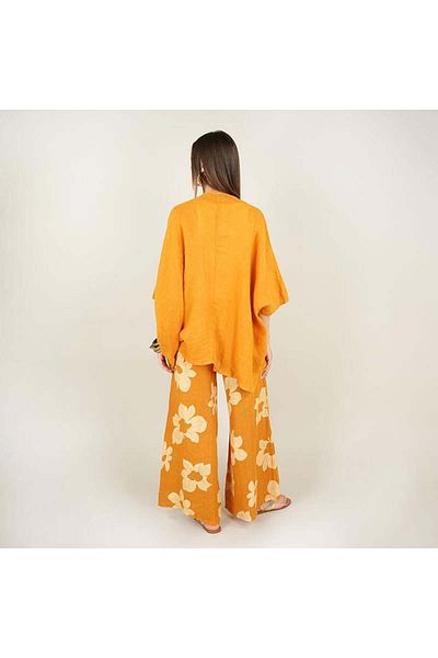 Ranasubaşı Lemon Flower Linen Tunic Orange