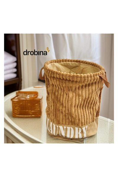 drobina سلة غسيل مدور فرو برتقالي