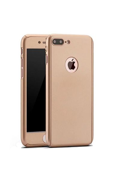 BOEM Carcasă Full Cover 360° (față + spate + sticlă) pentru Apple iPhone 7 Plus, aurie