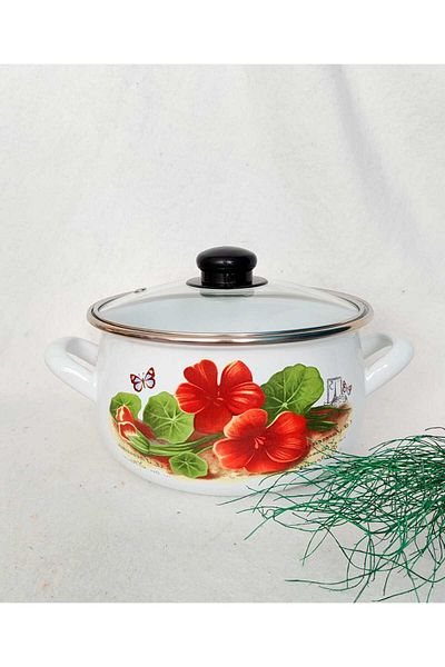 EBRULİEMAYE Red Violet Small Size Enamel Pot 2 Liter 18 cm Milk Yogurt Soup Stew Pot