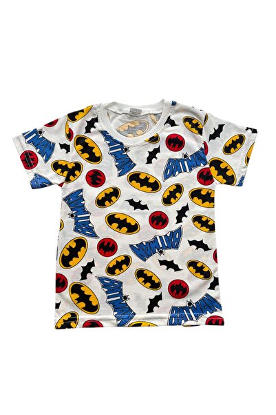 Şekerkids Boy's Cotton Fabric White Color Patterned Short Sleeve Shorts Summer Pajama Set