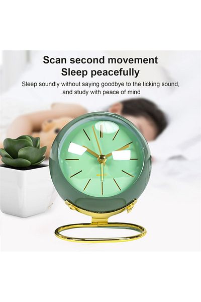 BOEM Analog alarm clock, Metal, 11x9x7 cm, Green/Gold