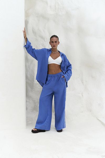 BOHEMAİ طقم قميص من الكتان الأزرق من Orchidea Oversize Saks