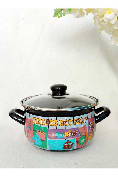EBRULİEMAYE Hot Soup Small Size Enamel Pot 2 Liter 18 cm Milk Yogurt Soup Stew Pot