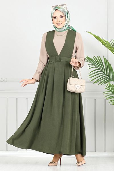 ModaMerve Σετ Gilet με ελαστική μανσέτα 9152PL940-M Χακί