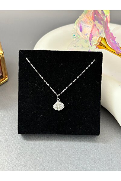 acc swen قلادة من الفولاذ على شكل صدفة البحر مختومة باللون الفضي