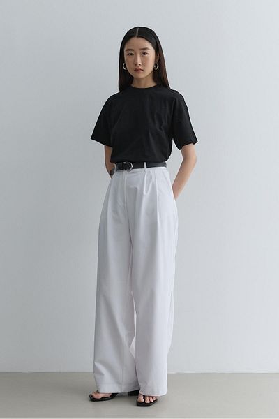 Fahhar Straight Leg Trousers White