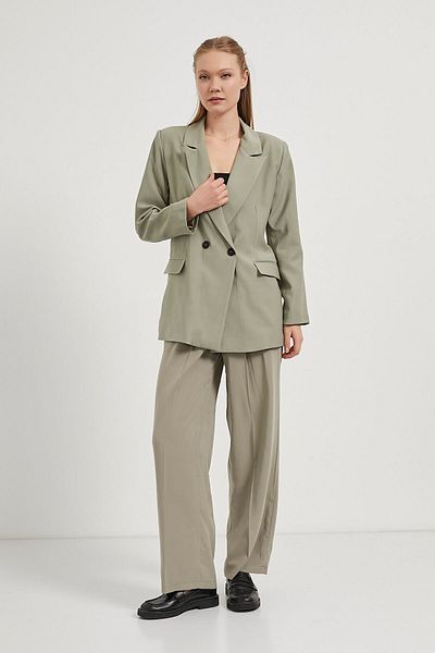 Arma Life Women's Premium Pleated Basic Khaki Palazzo Trousers