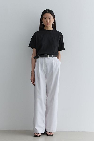 Fahhar Straight Leg Trousers White