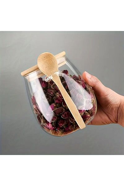 OEM LUNA LUX Glass jar with lid and bamboo spoon 350 ml